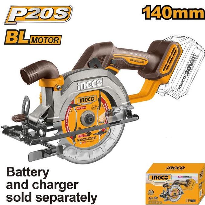 CSLI1402 CORDLESS BATERAI CIRCULAR SAW BLADE MINI 5" 20V UNIT INGCO Circular Saw Cordless Brushless