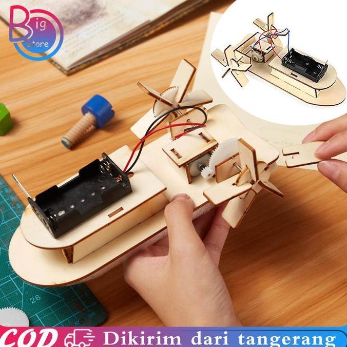 Gratis Ongkir Kapal Mainan Anak Diy Mainan Kapal Rakit Elektrik Puzzle Kapal Kayu Elektrik