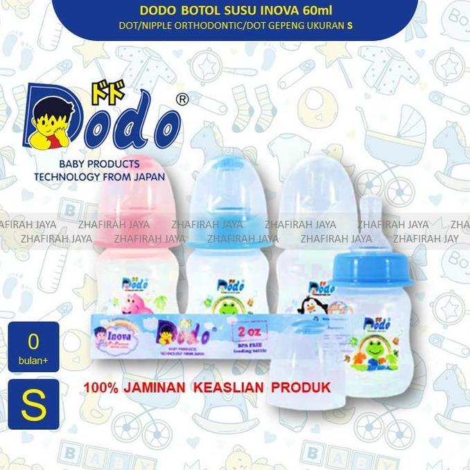 [bisa COD] ZJ Botol Susu Dodo Dot Gepeng 60ml Dot Orthodontic S - Botol Susu Dot Gepeng DODO 60ml Do