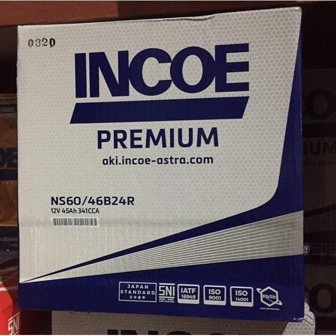 Accu / Aki Incoe Premium NS60 / 46B24R 12v 45AH 341CCA