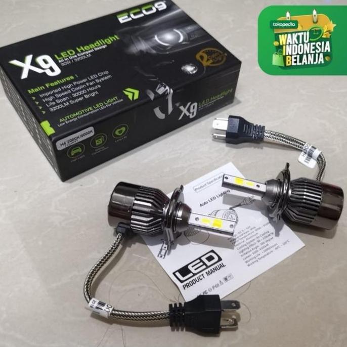 luminos eco9 x9 h4 led 3 rna isi 2 lampu
