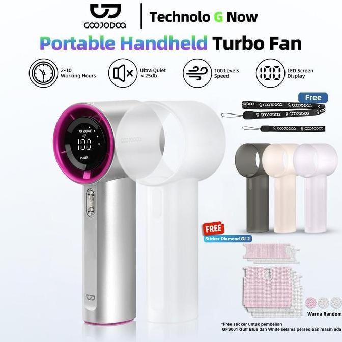 Goojodoq Gfs001 + Silicone Case High-Speed Portable Handheld Fan Mini Kipas Strong Wind 100 Gear Win