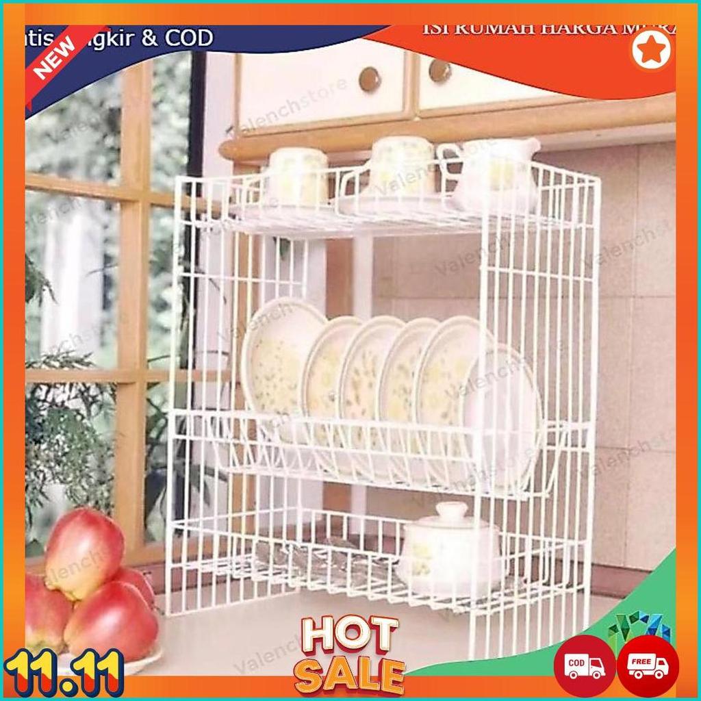 RPL 03 HITAM / RAK PIRING SUSUN 3 ANTI KARAT / rak kawat susun 3  / rak piring RPL 03 / rak piring R