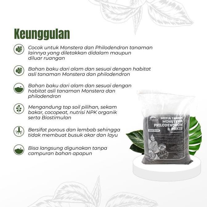 Gard- Media Monstera Tanam Media Tanam Organic Monstera 2 Kilogram