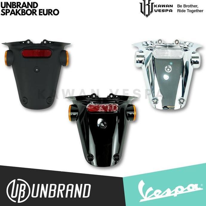 OK UNBRAND SPAKBOR BELAKANG VESPA SPRINT EURO BLACK & CHROME FOR VESPA SPRINT PRIMAVERA ''