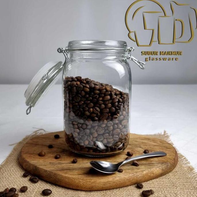 Pack- Toples Kaca Kedap Udara 1500Ml Hermatico (Hj1500K) . Jar Spice / Kopi