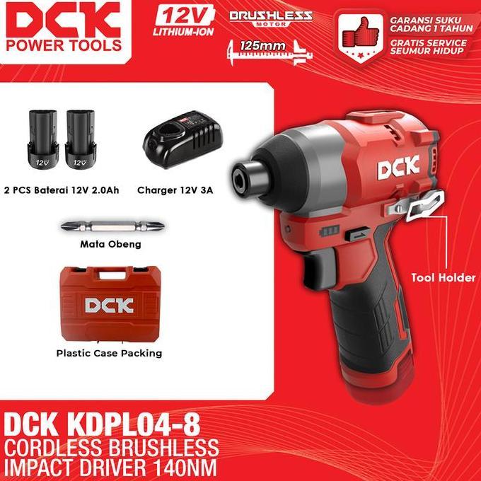 Pwt - Dck Cordless Brushless Impact Driver Torsi 140 Nm Kdpl04-8 / Mesin Obeng Impact Baterai 12V