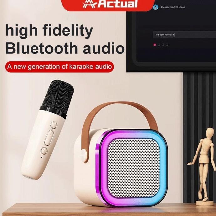 Hot Product Mini Karoke Speaker Bluetooth 2 Mic / Mini Karoke Speaker Bluetooth Portabel Penuh Bass 