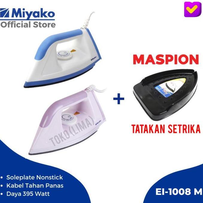 Promo - Setrika Miyako Ei 1008 M Electric Iron Miyako Ei-1008 Biru Ungu Low Watt Setrika Kering