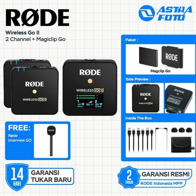 Rode Wireless Go II 2 Channel Wireless Microphone, Mic Kamera HP