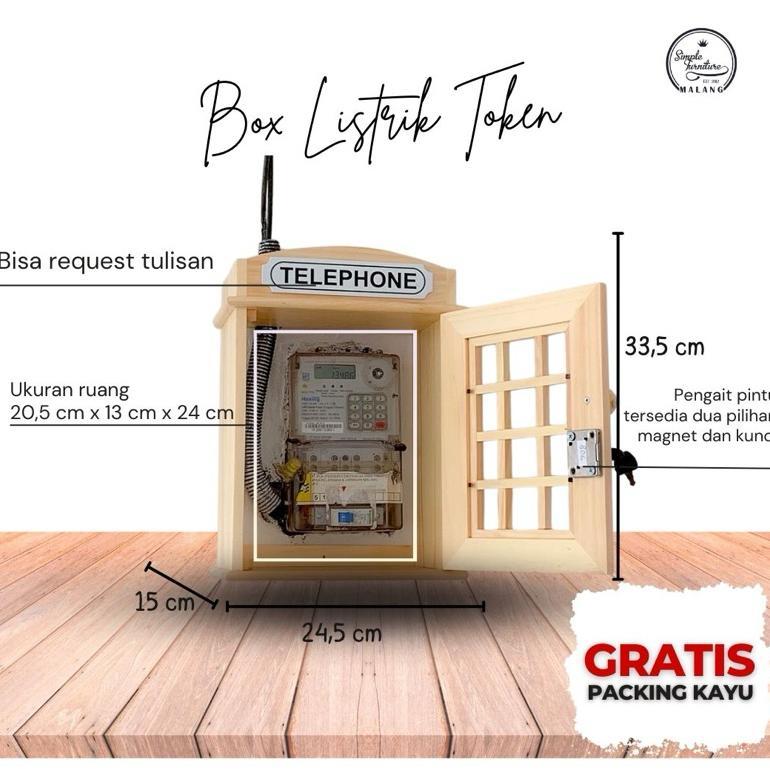 Simple Furniture - Box Meteran Listrik Prabayar Token London Kayu Natural