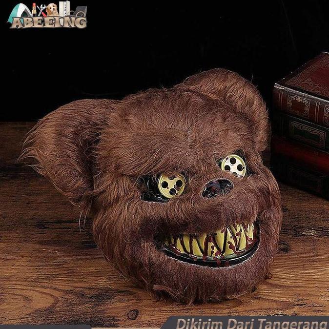 Topeng Beruang Seram Kostum Halloween Berdarah Monster Seram Halloween