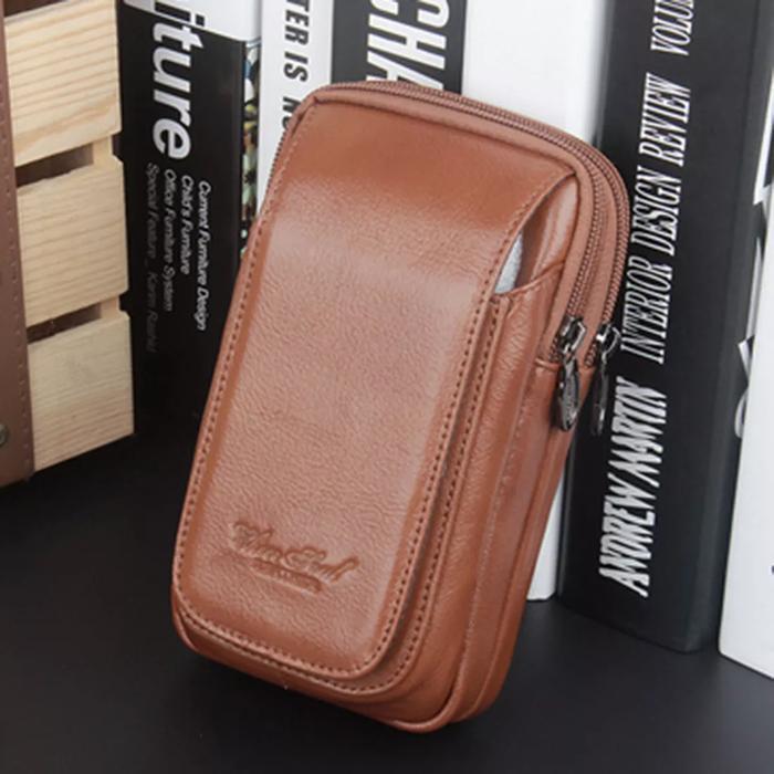 Pouch Hp Original Kulit Sapi Asli Dompet Hp Import Tiga Ruang Import Hitam 100% Original