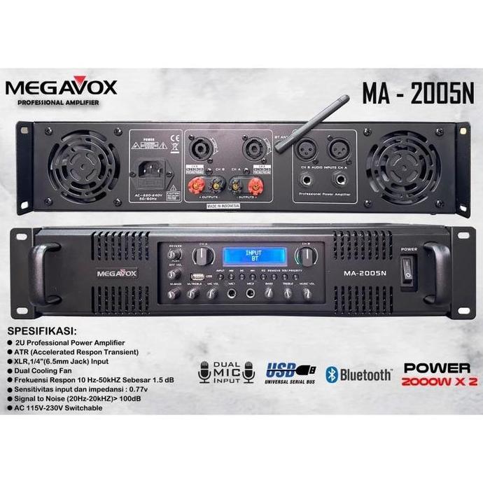 Professional Power Amplifier Megavox MA - 2005N 4000 Watt USB MP3 Bluetooth