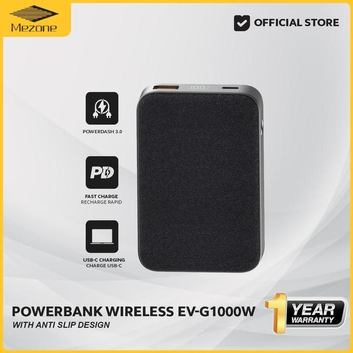 Mezone EV-G1000W Wireless Powerbank 15W Smart LCD Display 10000mAh PD
