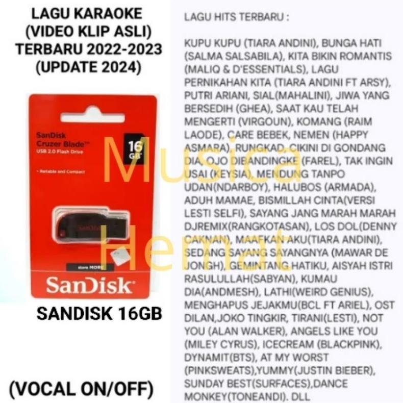 flashdisk sandisk 16GB lagu karaoke update