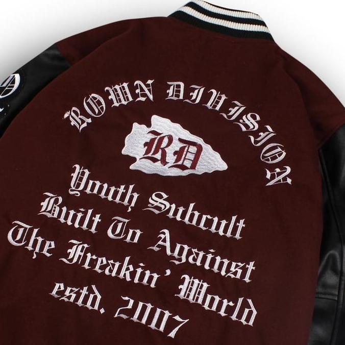 PREMIUM / Rown Division Stockroom Jacket Varsity - Jaket Varsity Rumble Maroon