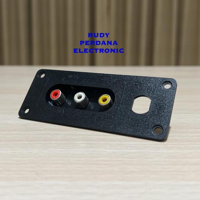 SOCKET SOKET RCA FEMALE 3 PIN LUBANG PANEL BODI INPUT POWER AC 220V RPE99