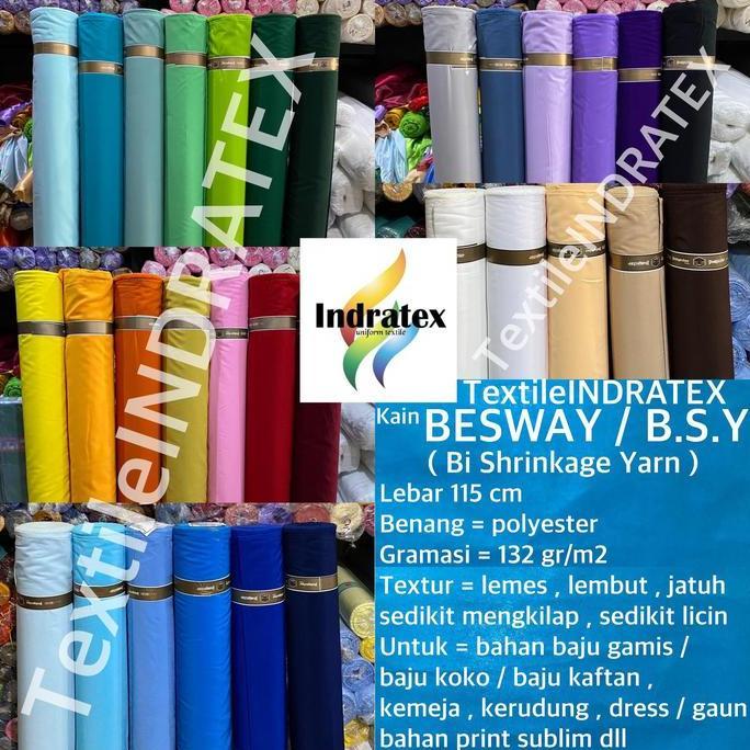 Costurar - ( Per 1 Meter ) Bahan Gamis Meteran Kain Besway Bsy Tebal Polyester Premium Lebar 115 Cm 