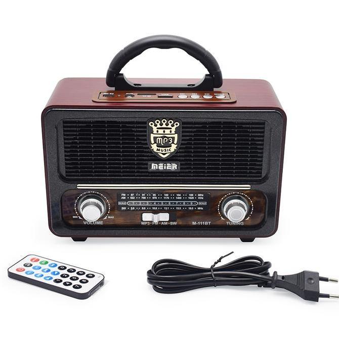 FERA Radio Retro Portabel 111BTS FM/AM/SW dengan Speaker Bluetooth USB/TF Card Player