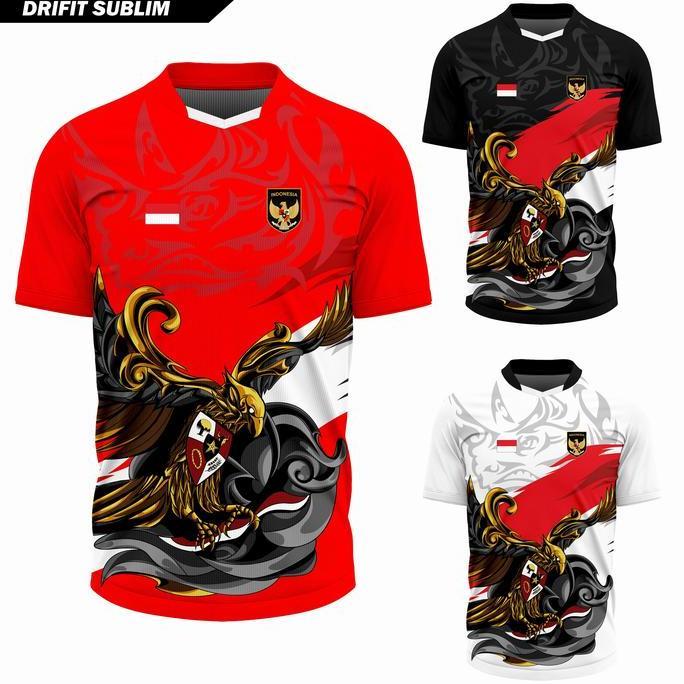 Jersey Olahraga Garuda Merah Putih Baju Futsal Kaos Voli Atasan Badminton Running