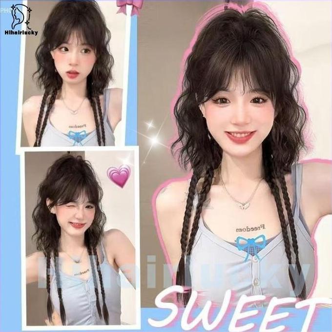 SAND HIL-0186 Curly Wig Wanita Hair Clip Curly Korean Version Natural Panjang Bergelombang Wig Kunci