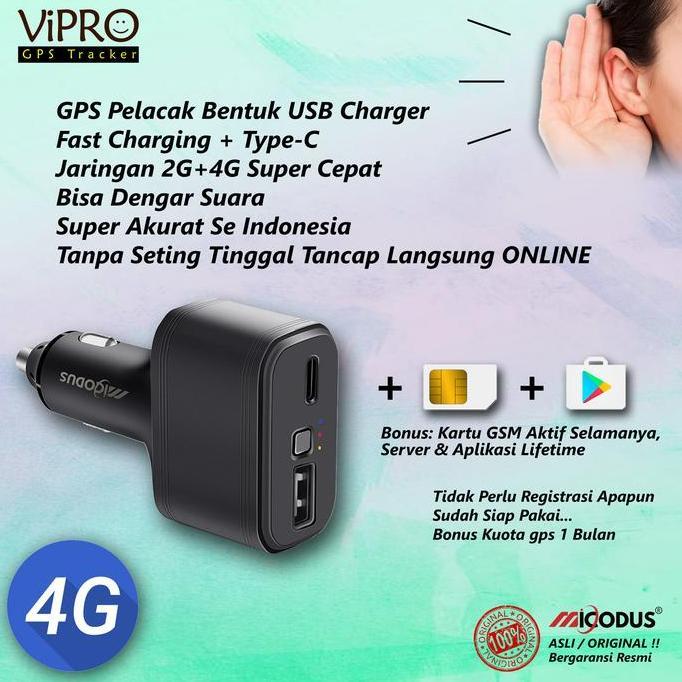 Gps Pelacak Mobil & Truk Bentuk Charger Usb Lighter Bisa Sadap Suara