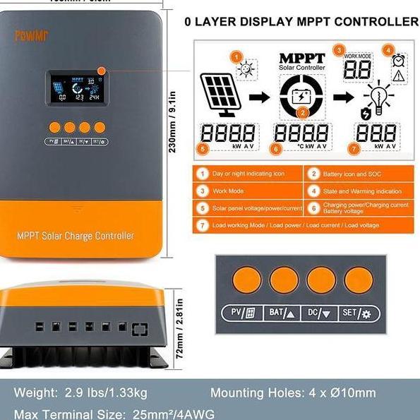 Powmr 60A Mppt Solar Charge Controller 60A Panel Surya Scc Power