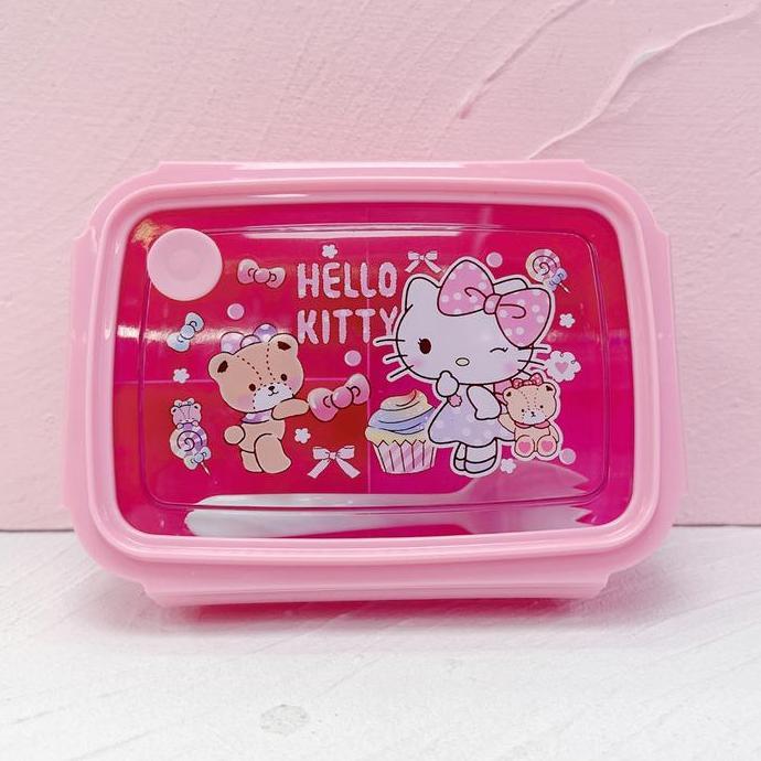 Pack- Lunch Box Kotak Makan Anak Microve / Lunch Box Karakter 3 Sekat 800Ml X-6018 Dengan Garpu