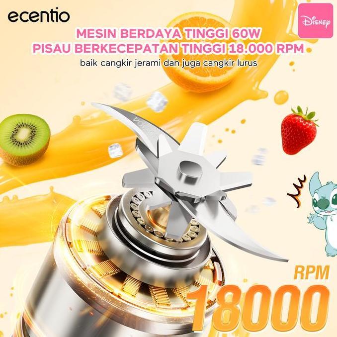 Willyindam_dsm - Ecentio x Disney Blender Portable Stitch 500ml Kaca Food Grade Tebal Anti Bocor Bat