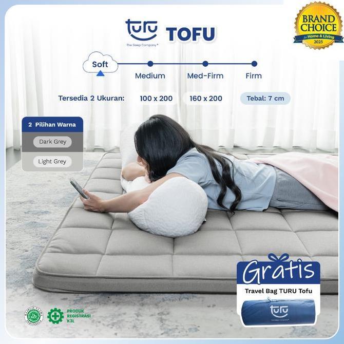 TURU TURU Tofu Kasur Lantai Gulung Premium / Travel Bed Premium / Matras Lantai Kasur Piknik (FREE T