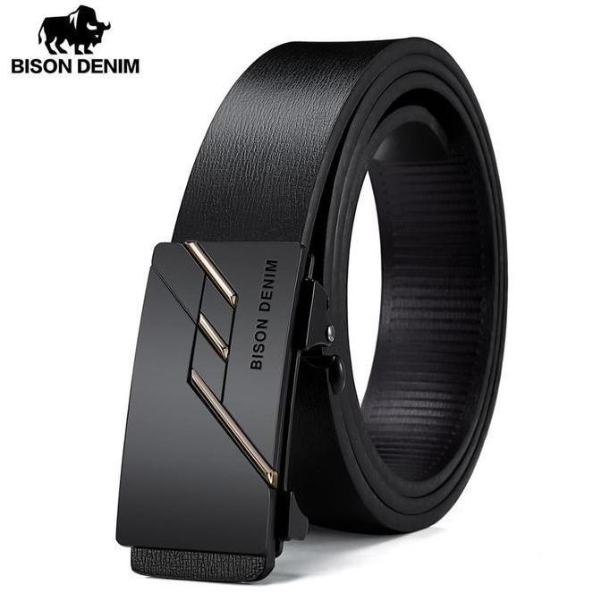 PREMIUM / BISON DENIME Men Genuine Leather Belt Automatic Alloy Buckle Belt Classic Fashion Luxury C
