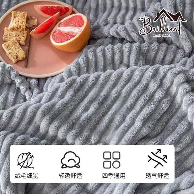 Promo Selimut Sofa Rabbit Thermal Blanket Soft Blanket Selimut Bulu Dewasa Halus Motif Polos Embos S