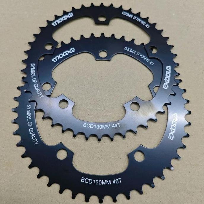 Cycling- Chainring Single Speed 44T Dan 46T Exodus Bcd 130 Fixie Chain Ring Hitam Sepeda Mtb Folding