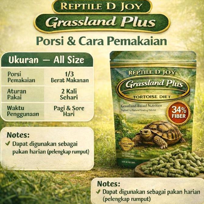 Pakan Kura Darat Grassland High Fiber Pellet pakan harian kura kura Sulcata Leopard Aldabra makanan 