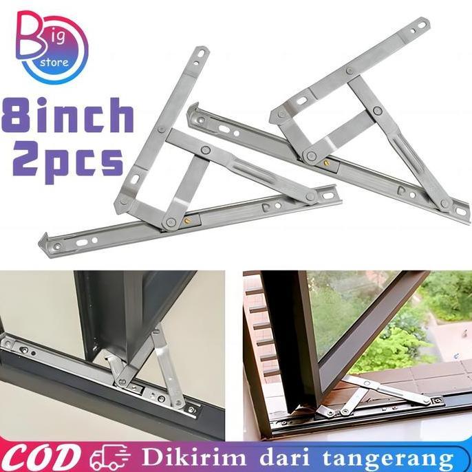 GABRIESEN 2pcs/Set Engsel Casement 8 Inch Engsel Casement Jendela Stainless Engsel Jendela Casement
