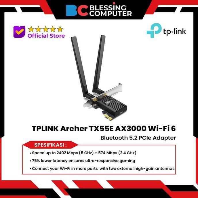 NEW TPLINK Archer TX55E AX3000 Wi-Fi 6 Bluetooth 5.2 PCIe Adapter