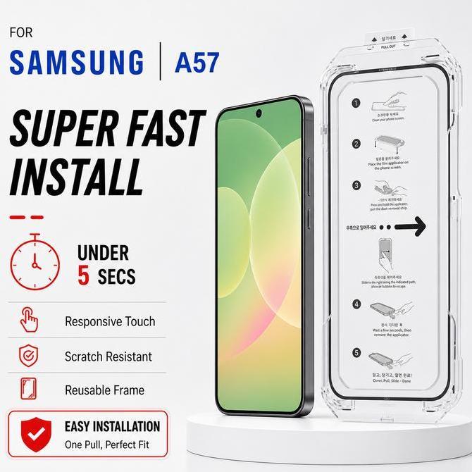 Xundd  Quick-Fit Install Tempered Glass Anti-Fingerprint Tahan Goresan Dust-Free HD Clear untuk SAMS