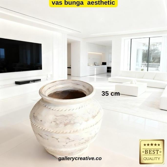 PREMIUM / keramik guci besar 35 cm- vas bunga besar aesthetic Pot