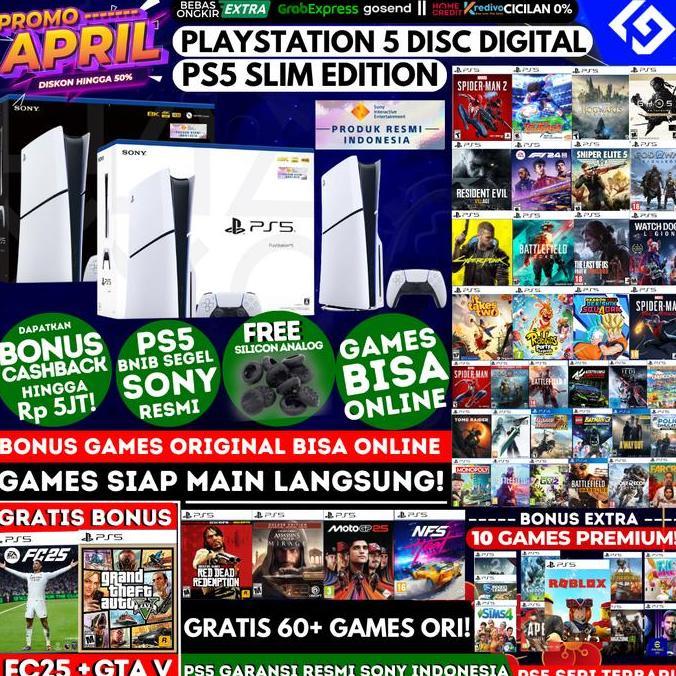 Sony PS5 Slim Disc Version - GARANSI RESMI INDONESIA Full Games PS 5 SONY Playstation 5 / PS5