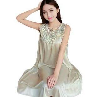 Whell- [ Happy Girl Shop ] Piyama Sleepwear Model Daster Panjang Jumbo Nita Desa Front Deep Corak Fl
