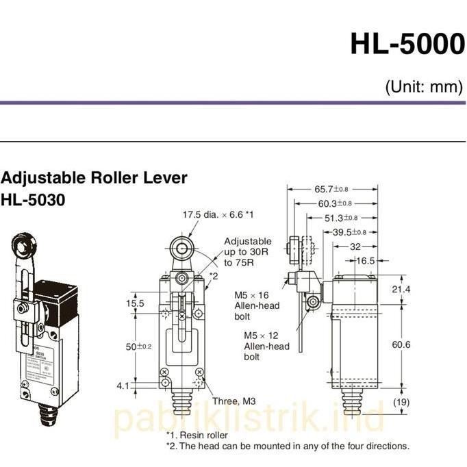Otokit- Limit Switch Hl-5030 Hl 5030 Omron Adjustable Lever