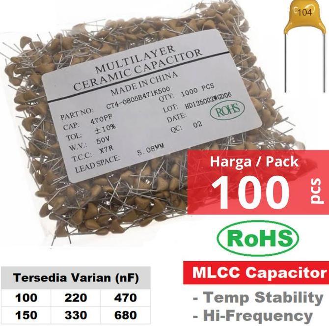 Grosir Pack - Multilayer Ceramic Capacitor MLCC 100NF 150NF 220NF 330NF 470NF 680NF MI99