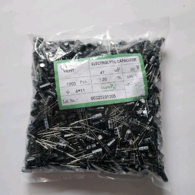 ELKO ELCO 47UF 50V KAPASITOR 47UF 50 VOLT 1000 PCS TERBATAS