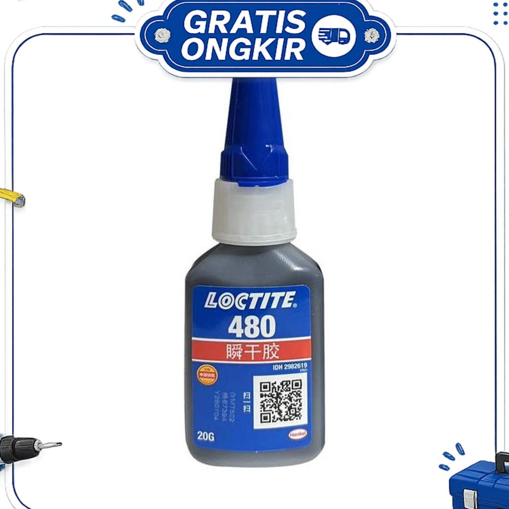 Loctite Lem Instan 480 Diperkuat Karet 20G Hitam Untuk Logam Plastik & Karet Anti Getaran Fleksibel
