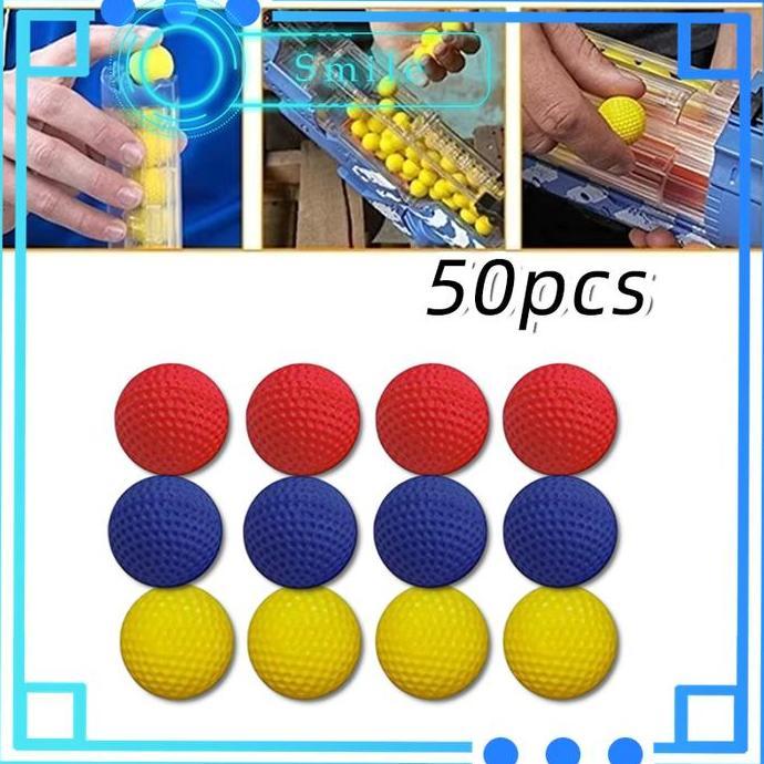 BLAZONE 50PCS/Tas Nerf Rival Peluru Karet Bulat Refill Soft Ball PU Premium Nerf Rival Bola Busa Mud