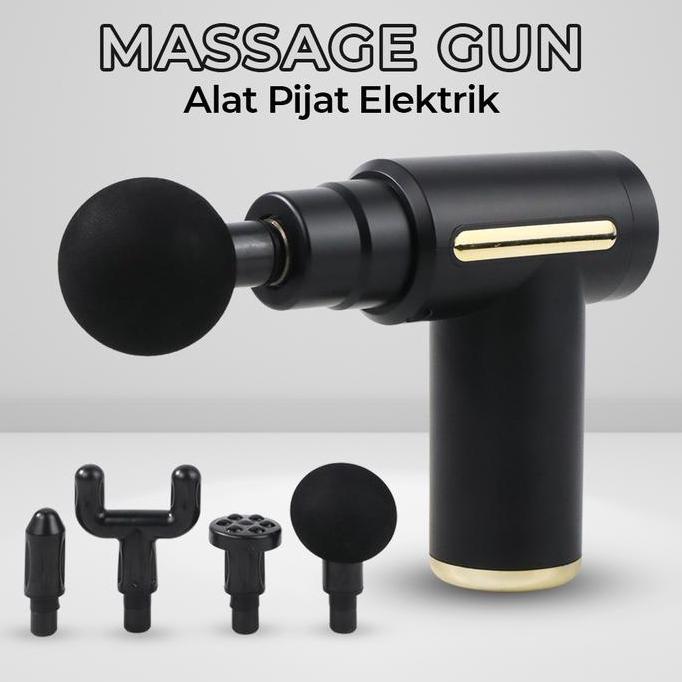 KANJALO Alat Pijat Massage Gun Vibra 6 Mode Kepala Mesin Pijat Portable