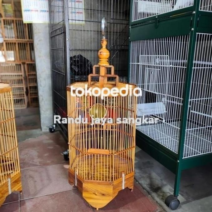 Sangkar Burung Kenari,Blackstroot,Cucak Hijau Mini,Segi 8 Kayu Jati