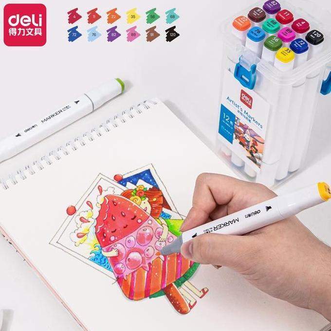 Deli Sketch Marker/Water-based Marker/Spidol Sketsa Double Tip 70816