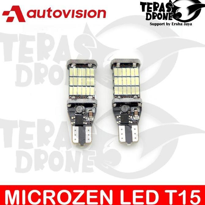 Autovision Microzen Led T13 T15 T16 7W 45Led Putih Lampu Mundur Mobil